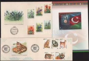 Kis vegyes tétel, benne Azerbajdzsán kiadások, emléklapok, címezetlen magyar FDC-k és emléklapok, NDK és lengyel kivágás