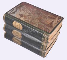 [Karl May] May Károly: Winnetou I-III. köt. A vörös gentleman. Ford.: Szekrényi Lajos. Bp., 1904 ,Stephaneum, IV+598+1;579+1;607+1 p. Első magyar nyelvű kiadás. Kiadói aranyozott, egészvászon-kötések. A harmadik kötet több lapja sérült, szakadt, ragasztott