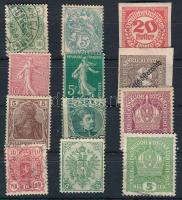 12 db vegyes régi külföldi bélyeg, stecklapon