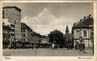 1939 Kassa, Kosice; Fő utca, Adriányi és Marko üzlete, automobilok / main street, shops, automobiles (EK)