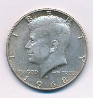 Amerikai Egyesült Államok 1968D 1/2$ Ag "Kennedy" T:AU,XF USA 1968D 1/2 Dollar Ag "Kennedy" C:AU,XF Krause KM#202a