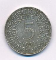 Német Szövetségi Köztársaság 1951J 5M Ag T:XF Federal Republic of Germany 1951J 5 Mark Ag C:XF Krause KM#112