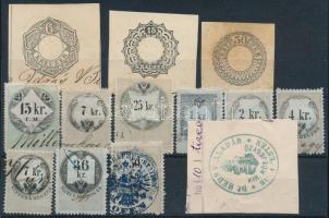 13 db osztrák-magyar okmánybélyeg, szignetta kivágás