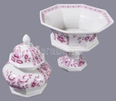 Lichte talpas kínáló és fedeles edény. Jelzett, hibátlan, m: 14-15 cm