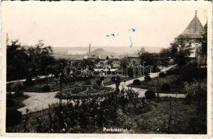 1943 Szamosfalva, Someseni (Kolozsvár, Cluj); fürdő, park részlet, Wilhelm Scherg és társa üzletének reklámja / spa, park, advertisement poster of Wilhelm Scherg &amp; Cie.