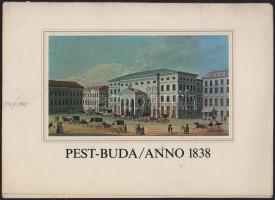 Pest-Buda Anno 1838. (13 színes reprodukciót tartalmazó mappa, kísérőfüzettel.) Összeáll. és a kísérő szöveget írta: Rózsa György. Bp., 1972, Magyar Helikon - Corvina, [32] p.+ 13 t. Kissé viseltes kiadói papírmappában, ex libris-szel.