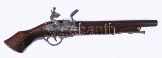 Kovás pisztoly replika, jó kidolgozással, kopással, h: 44 cm