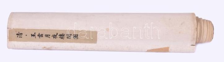 1955 Kínai tekercsfestmény, folttal, festmény része 25x19 cm