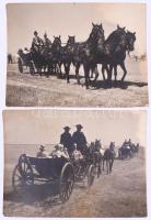 cca 1930-1940 III. Viktor Emánuel olasz király vendégségben Magyarországon. 2 darab fotó. A hátsó fogatban Csáky István, a külügyminiszteri kabinetiroda vezetője. 2 darab fénykép, kis hajlással, 18x24 cm