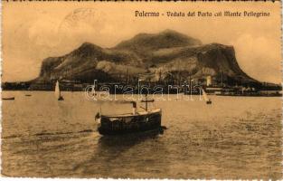 1919 Palermo, Veduta del Porto col Monte Pellegrino / view, stea,ship (EK)