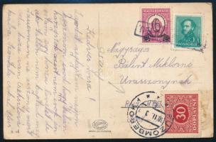 ~1933 Képeslap 2 bélyeggel Csehszlovákiába, portózva