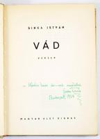Sinka István: Vád. Versek. A szerző, Sinka István (1897-1969) író, költő DEDIKÁLT példány! Bp., 1939...