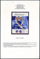 1980 Interkozmosz blokk rajta Farkas Bertalan űrhajós aláírásával / Hungarian astronauit autograph signature on imperforated MS