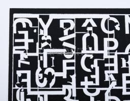 Konok Tamás (1930-2020): Mikroludium. Monotípia, papír. Jelzés nélkül. Papírra kasírozva. 13,5x15,5 ...