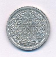 Hollandia 1914. 25c Ag "Vilma" T:XF,VF Netherlands 1914. 25 Cent Ag "Wilhelmina" C:XF,VF Krause KM#146