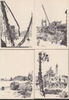 1945 12 darabos képeslapsorozat a II. világháború alatt megsérült Budapestről, eredeti csomagolásába...