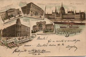 Budapest a Műegyetemmel és a Régi Nemzeti Színházzal litho