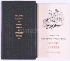 Balassa Bálint és Rimai János istenes éneki. Szabó Géza tanulmányával. (Minikönyv). Bp., 1983, Helikon. Hasonmás kiadás, kísérőtanulmánnyal. Kiadói aranyozott egészbőr-kötés, kiadói kartontokban, jó állapotban.