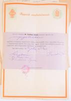 ca 1900-1940 Vegyes papírrégiség tétel, benne számos ügyvédi meghatalmazás, vasutas témájú okmányok,...