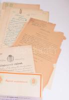 ca 1900-1940 Vegyes papírrégiség tétel, benne számos ügyvédi meghatalmazás, vasutas témájú okmányok,...