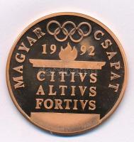 1992. "Magyar Csapat - Citivs Altivs Fortivs / Vívás" kétoldalas bronz olimpiai emlékérem. Szign.: Papp László (1947-) (42,5mm) T:PP kis patina