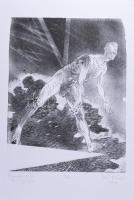 Eszik Alajos (1953-): Nyáréji séta, 2002. Litográfia, papír. Jelzett. Számozott (9/13). 38×31 cm.