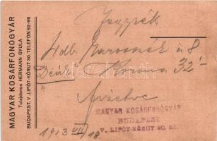 1913 Hermann Gyula Magyar Kosárfonógyár reklámja. Budapest V. Lipót körút 30. / Hungarian basket wea...