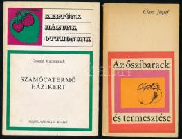 2 db - Claus József: Az őszibarack és termesztése. + Macherauch, Oswald: Szamócatermő házikert. Kiadói papírkötés, kopottas állapotban.