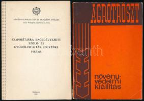 2 db - Agrotröszt növényvédelmi kiállítás. Bp., 1966. + Szaporításra engedélyezett szőlő- és gyümölcsfajták jegyzéke. Kiadói papírkötés, kopottas állapotban.