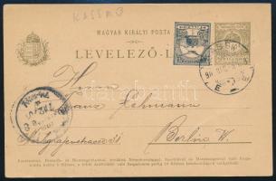 1901 Díjjegyes levelezőlap Turul 1f kiegészítéssel "KASSA" - Berlin
