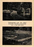 1944 Budapest XIII. Margitsziget, Szentmargitszigeti romok, toronyromok és ékes párkányrészletek, zárda belső udvara. Credo kiadása (EK)