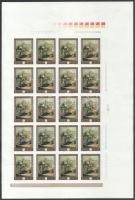 1969 Festmények VII. 60f gumi nélküli vágott 20-as teljes nyomdai ív, nyomdai jelzésekkel