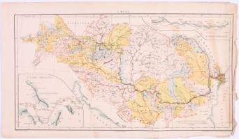 cca 1890 A Duna térképe, 1:4 500 000, Pallas Nagy Lexikona, Posner Károly Lajos és Fia, lapszéli sérülésekkel, 24×42 cm