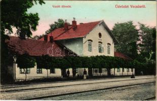 Vecsés, vasútállomás. Herbacsek H. és Fia kiadása