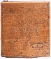 1889 Szeged sz. kir. város átnézeti térképe, rajzolta: Várossy Ferenc, vászontérkép, rossz állapotban, 58×53 cm