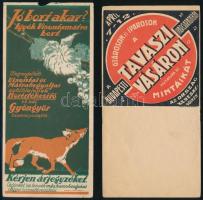 2 db számolócédula (visontai és mátrahegyaljai szőlőtelepek + tavaszi vásár), lapszéli szakadásokkal