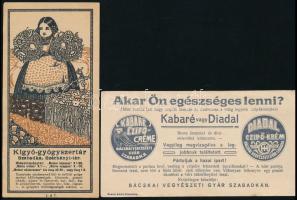 2 db számolócédula: Kigyó gyógyszertár, Bácskai Vegyészeti Gyár Szabadka