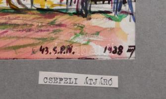 Nolipa István Pál (1907-1986): Csepeli átjáró, 1938. Vegyes technika, papír. Jelezve jobbra lent. Pa...