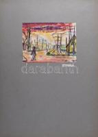 Nolipa István Pál (1907-1986): Csepeli átjáró, 1938. Vegyes technika, papír. Jelezve jobbra lent. Pa...