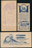 3 db ruházati és textil számolócédula (Sárándy Lajos, Pollák Lipót, Steiner és Boros)