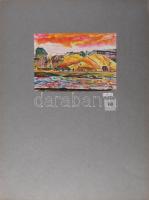 Nolipa István Pál (1907-1986): Dunapart, 1943. Vegyes technika, papír. Jelezve jobbra lent. Paszpart...
