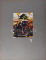 Nolipa István Pál (1907-1986): Aszfaltolvasztó, 1943. Vegyes technika, papír. Jelezve jobbra lent. P...