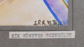 Nolipa István Pál (1907-1986): Kék könyves csendélet, 1942. Vegyes technika, papír. Jelezve jobbra l...