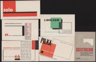 6 db reklámnyomtatvány (Pilka, Solo, Grüssnerné Dr. Reis Hilda, Digistrochin, Linoleum)