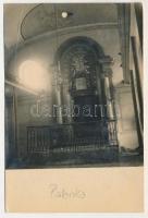 Palánka, Bácspalánka, Backa Palanka; zsinagóga (1956-ban lebontották, ma egy emléktábla áll a helyén), belső. Judaika / synagogue (demolished in 1956, today a memorial plaque stands in its place), interior, Judaica. photo (non PC) (ragasztónyom / glue marks)