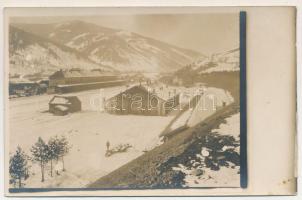 1917 Csíkgyimes, Csík-Gyimes, Gyimes, Ghimes; vasútállomás télen / Bahnhof / railway station in winter. photo (EK)