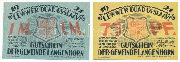 Német Birodalom / Weimari Köztársaság / Langenhorn 1921. 75pf + 1M T:AU-XF
Germany /Weimar Republic...