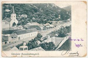 1902 Szászkabánya, Németszászka, Sasca Montana; látkép, templom / general view, church (b)