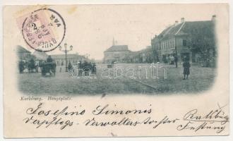 1898 Gyulafehérvár, Karlsburg, Alba Iulia; Fő tér, piac, üzletek / Hauptplatz / main square, market, shops (fa)