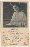 1911 Kolozsvár, Cluj; Báthory Elza (1883-1976) színésznő, 1910 őszétől 1918-ig a kolozsvári Nemzeti Színház tagja. A "Kulissza" kiadása / Elza Báthory actress. Member of the National Theatre of Cluj from 1910 to 1918 (EM)
